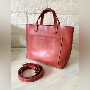 Portland Leather Medium Crossbody Tote in Peony